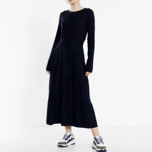 KOWTOW Kaolin Knit Dress Navy Blue Size M Quiet Luxury Organic Ethical Tie Waist